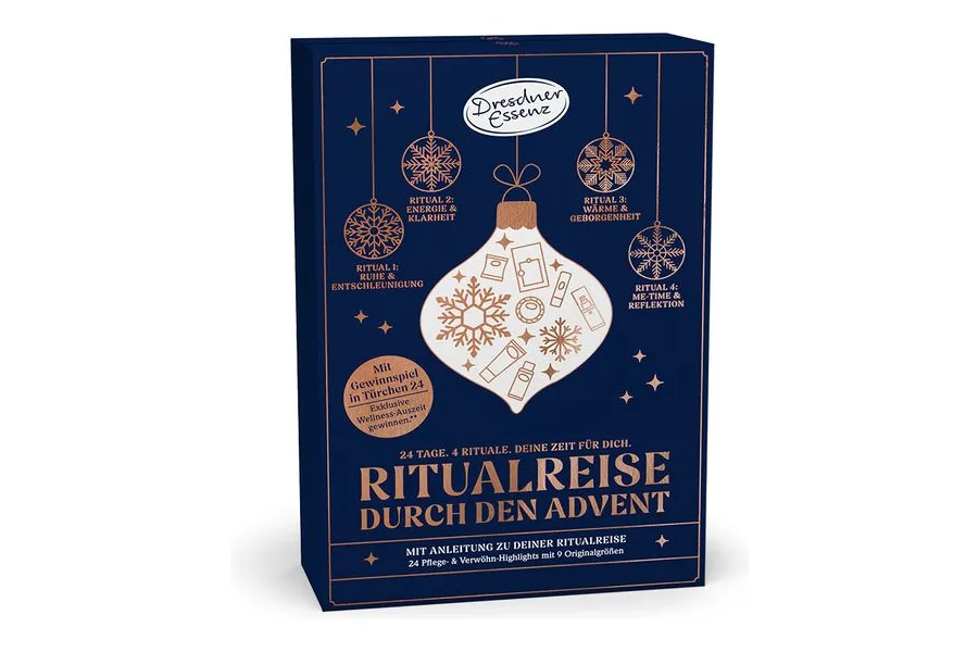 Dresdner Essenz Adventskalender 2026 Ritualreise durch den Advent in dunkelblauer Verpackung