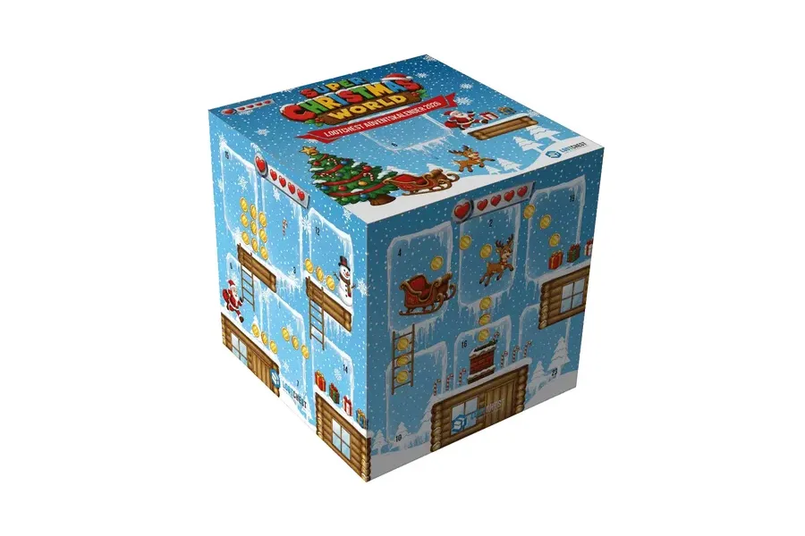 Lootchest Adventskalender 2026 als Würfel im Jump-and-Run-Design