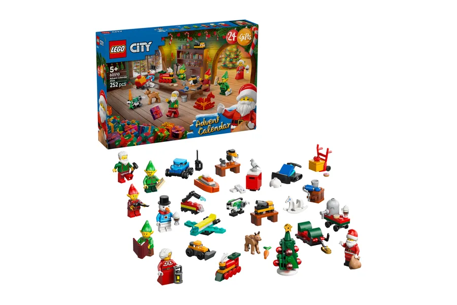LEGO City Adventskalender 2026 (60510) mit Verpackung, Weihnachtsmann, Elfen und Mini-Modellen