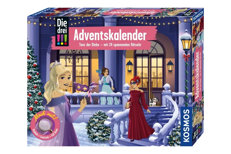 KOSMOS Die drei !!! Adventskalender 2026 mit Detektivgeschichte und 24 Rätseln