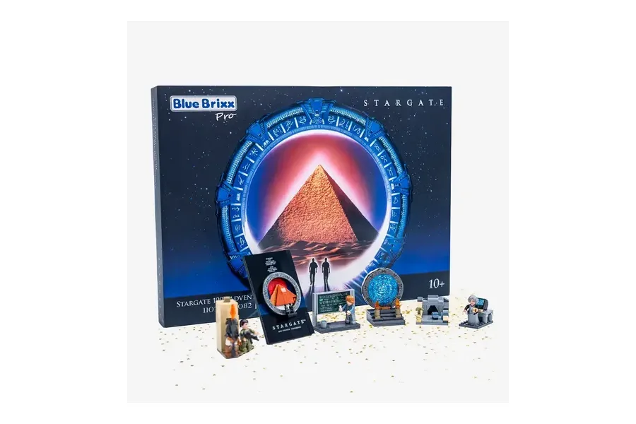 BlueBrixx Stargate Film 1994 Adventskalender mit Sternentor-Motiv und gebauten Mini-Szenen