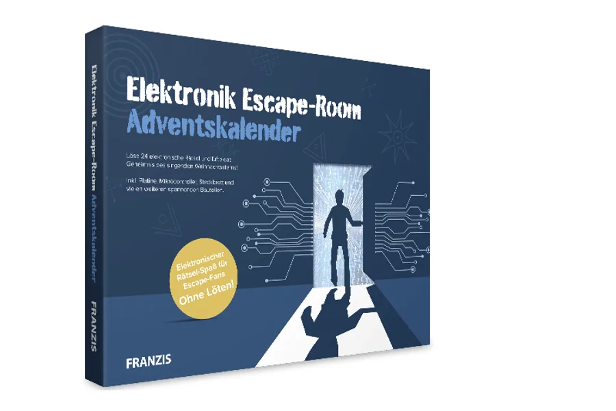 Franzis Elektronik Escape Room Adventskalender mit Platine, Mikrocontroller und Steckbrett, ohne Löten
