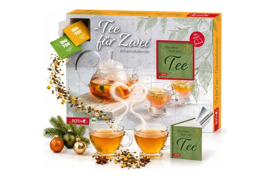 ROTH Tee für Zwei Adventskalender mit Bio-Teebeuteln und kleinem Buch vom Tee