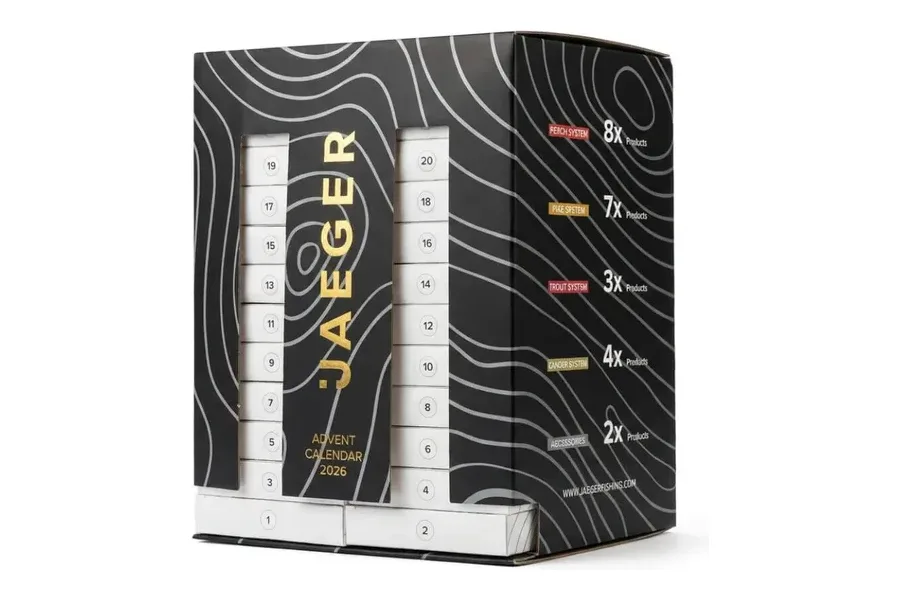 Jaeger Advent Calendar 2026 mit Aufteilung nach Barsch, Hecht, Forelle und Zander