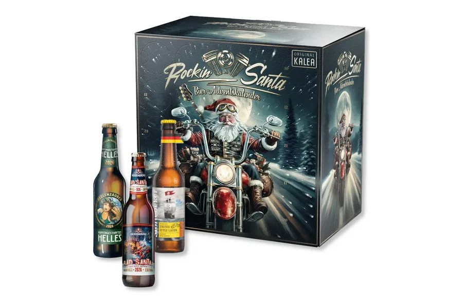 Kalea Rockin Santa Bier-Adventskalender 2026 mit Helles, Bad Santa und Lager