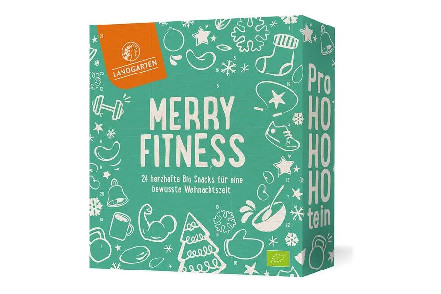 Landgarten Bio Adventskalender Merry Fitness mit 24 herzhaften Bio-Snacks