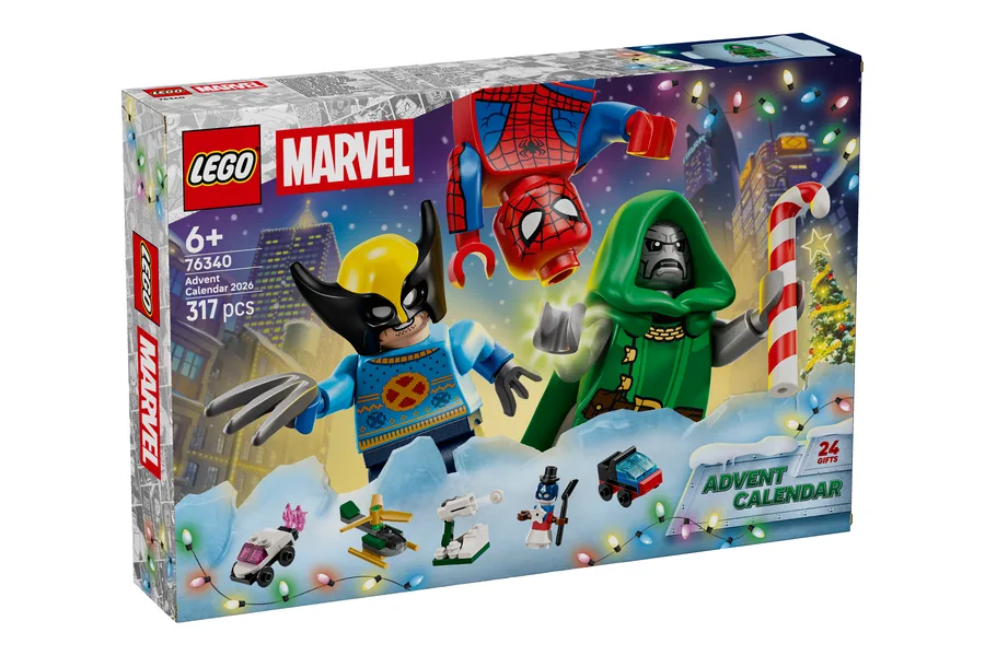 LEGO Marvel Adventskalender 2026 (76340) mit Wolverine im Weihnachtspulli, Spider-Man und Dr. Doom