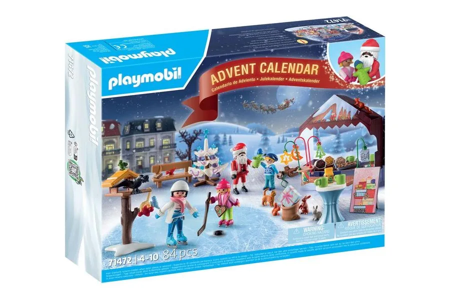 Playmobil Adventskalender Ausflug auf den Weihnachtsmarkt 71472 mit Schlittschuhläufern und Marktstand