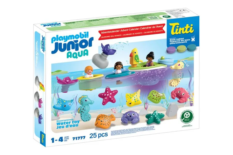 Playmobil JUNIOR und Tinti Adventskalender 71777 mit Badefiguren, Meerestieren und Badetabletten