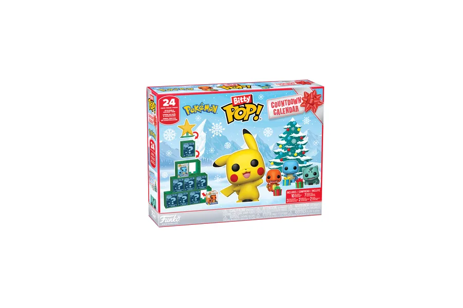 Funko Bitty POP Pokémon Countdown-Kalender mit Pikachu und stapelbarem Weihnachtsbaum-Display