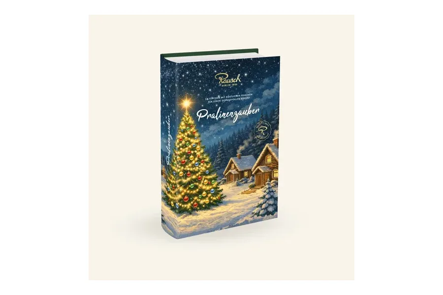 Rausch Pralinen Adventskalender 2026 Pralinenzauber in Buchform mit Tannenbaum