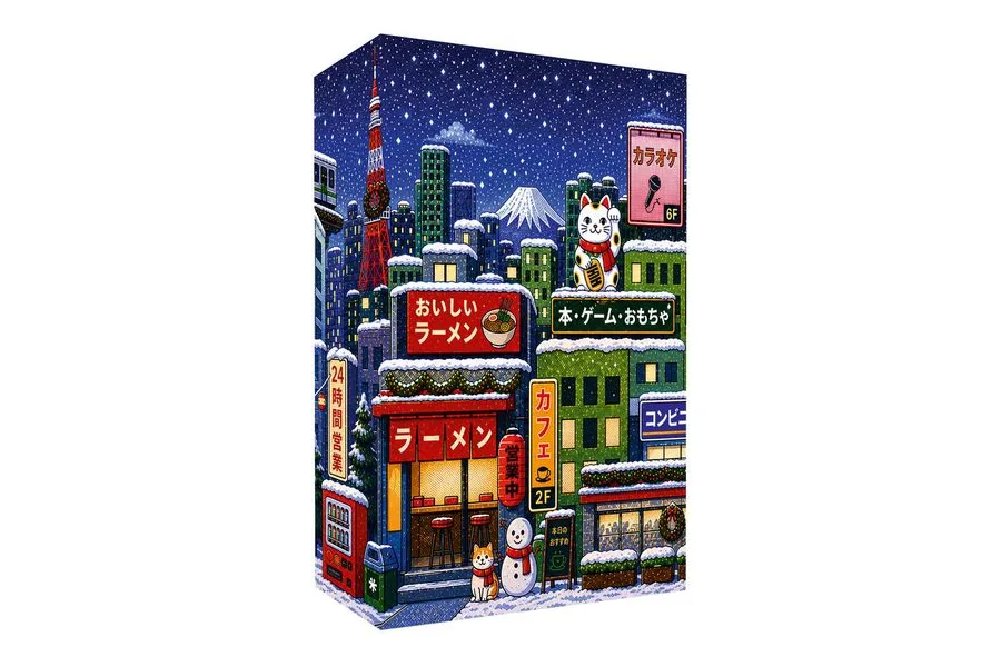 World of Sweets Asia Adventskalender XL mit verschneiter japanischer Straßenszene