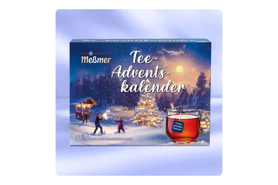 Meßmer Tee-Adventskalender 2026 mit Winterlandschaft und 48 Teebeuteln